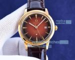 Swiss 9015 Copy Omega Constellation D-Red Face Brown Leather Strap 40mm Watch 